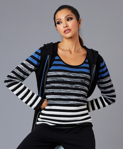 Stripe Sleeve Zip Hoodie