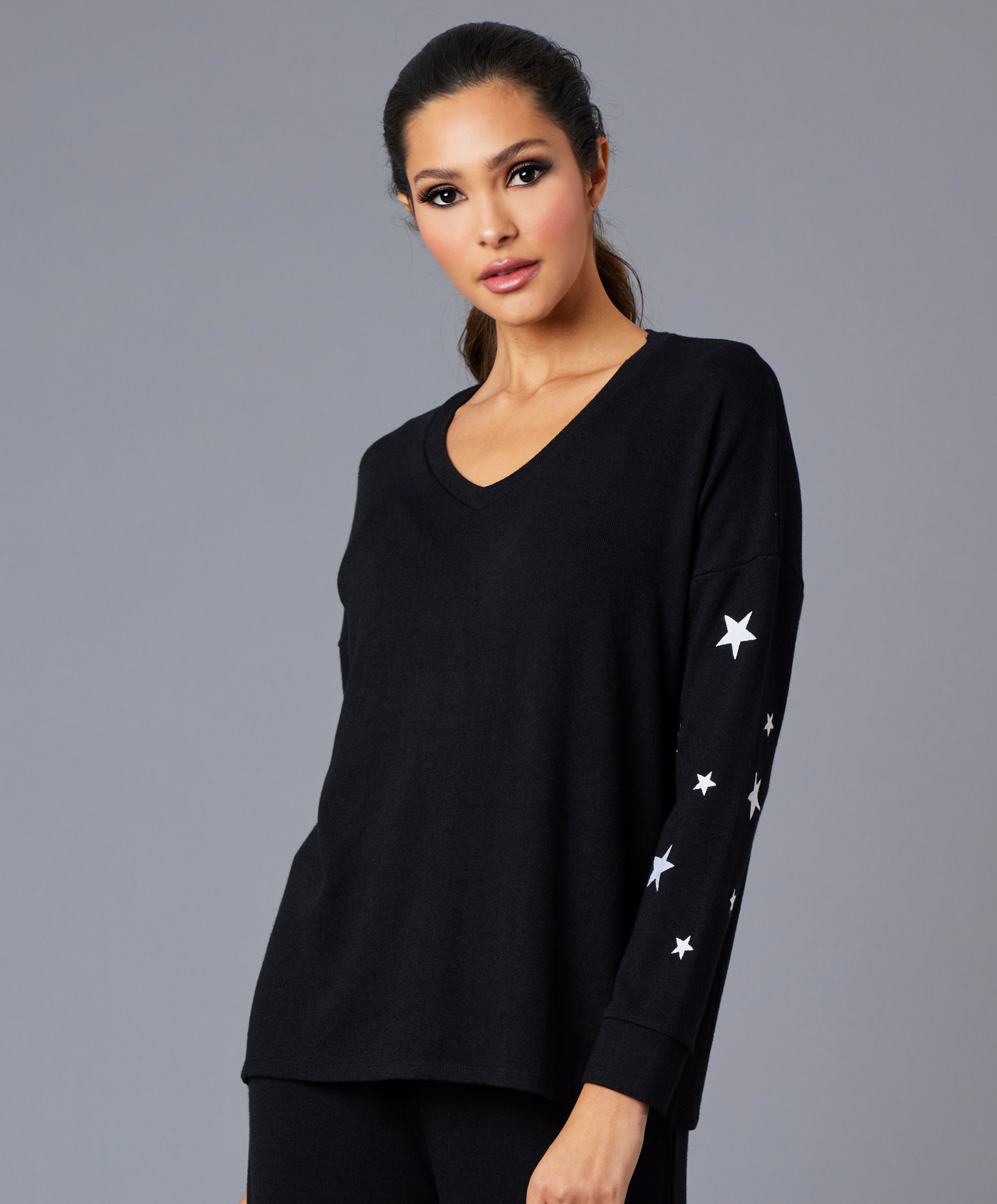 Star Sleeve V-Neck Top