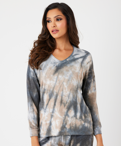 Marble Wash Long Sleeve V-Neck