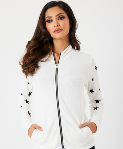 Star Sleeve Zip Cardigan