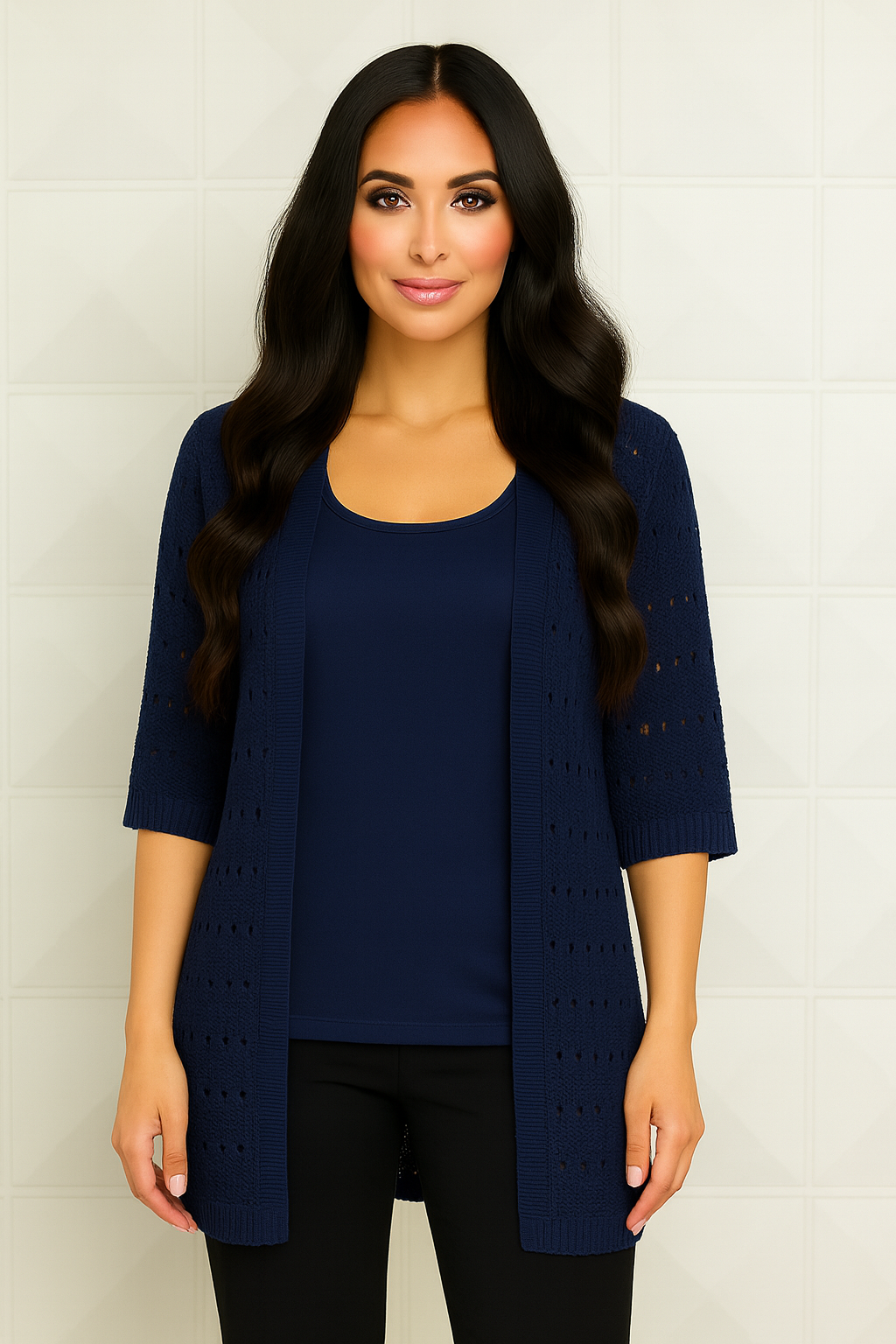 3/4 Sleeve Crochet Cardigan