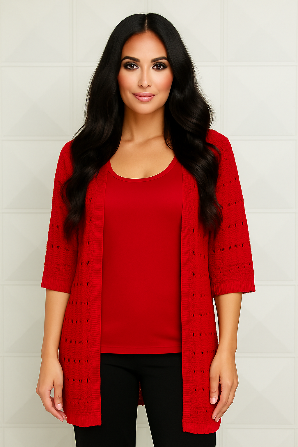 3/4 Sleeve Crochet Cardigan
