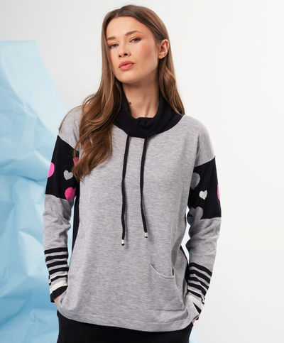 Heart Detail Cowl Neck