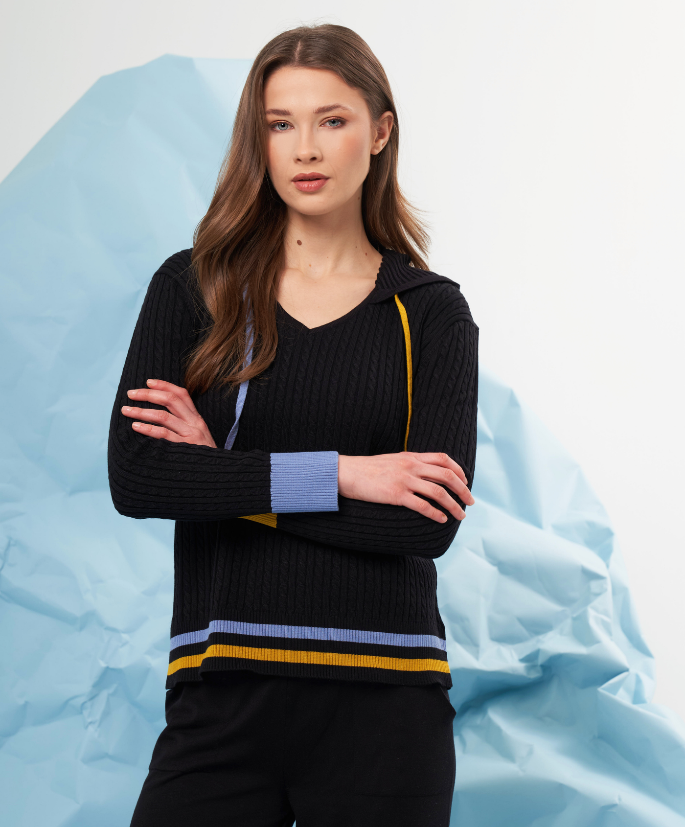 Braided V-Neck Hoodie