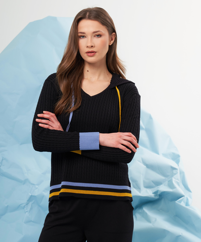 Braided V-Neck Hoodie