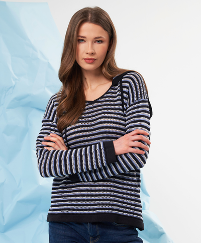 Stripe V-Neck Hoodie