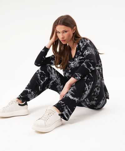 Abstract Print V-Neck