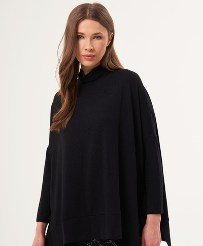 Abstract Print Two Tone Poncho