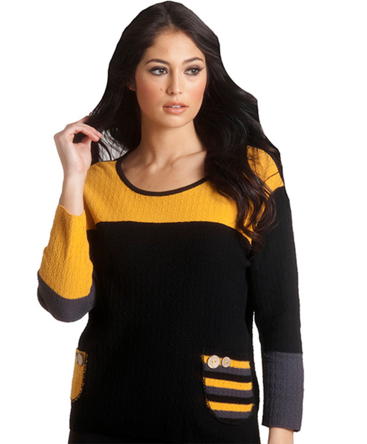 Boucle Striped Pocket Sweater