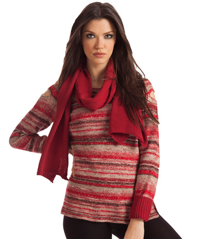Bethany Striped Sweater W/ Scarf