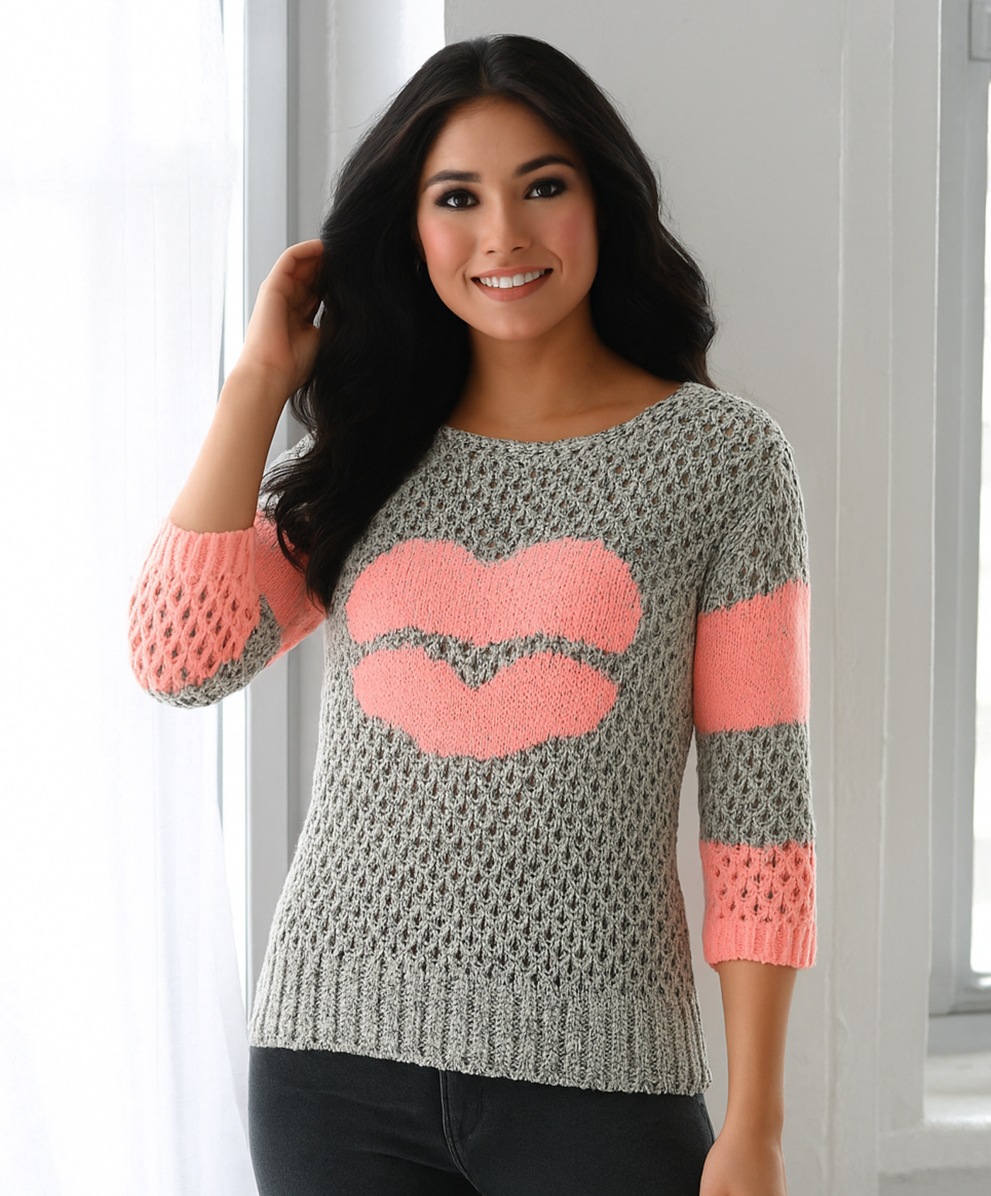 Top de crochet con labios de Yasmina
