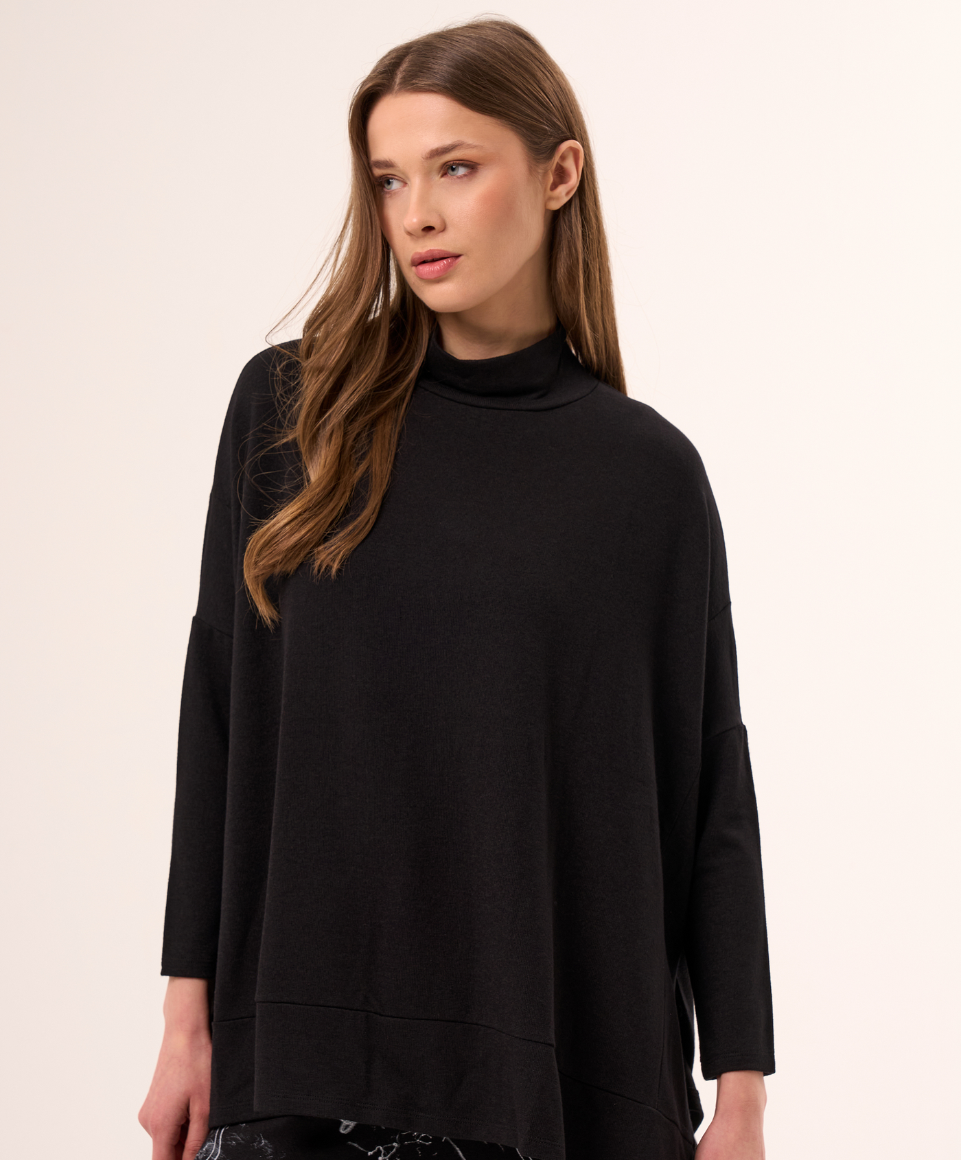 Abstract Print Two Tone Poncho