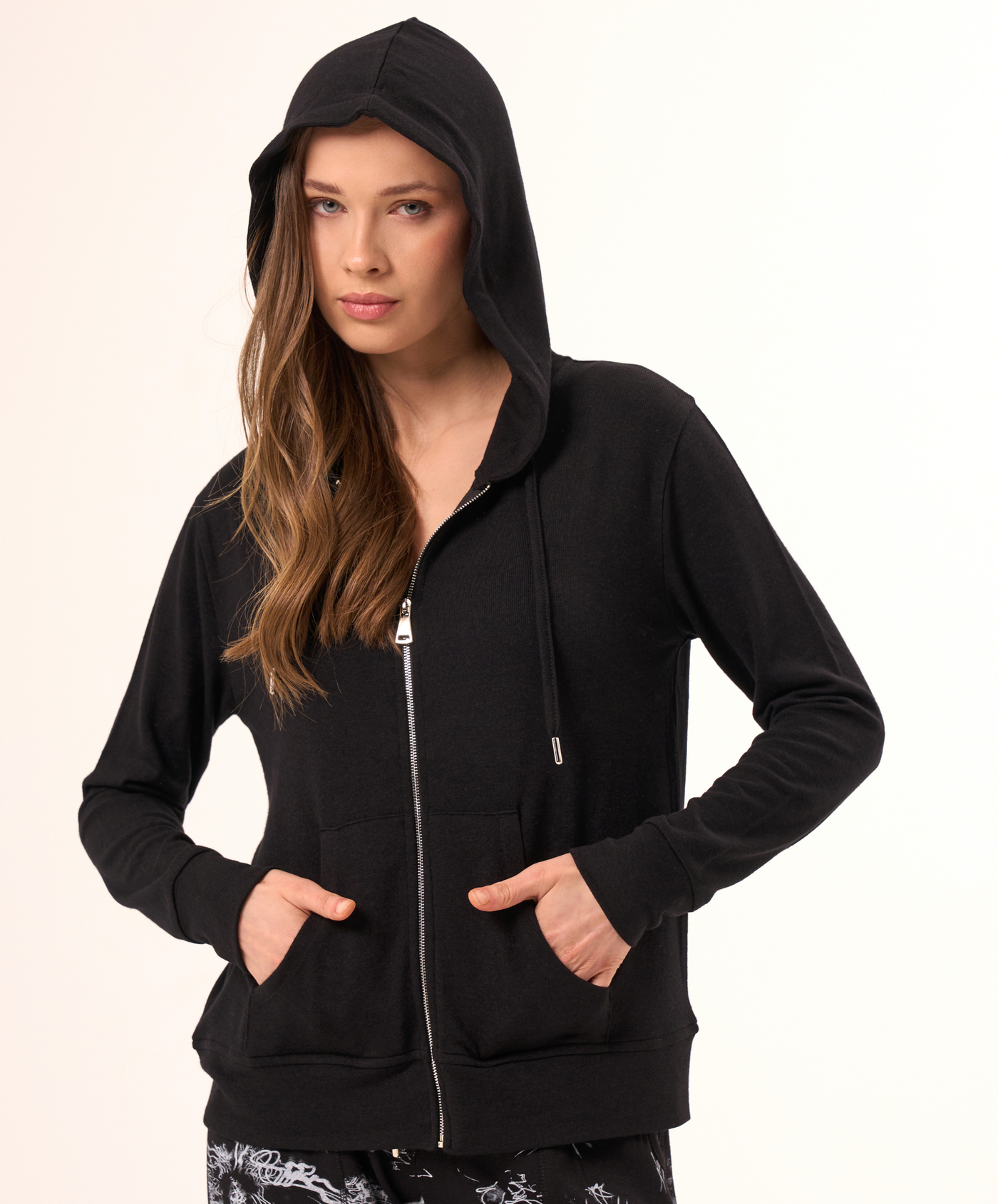 Abstract Print Zip Up Hoodie