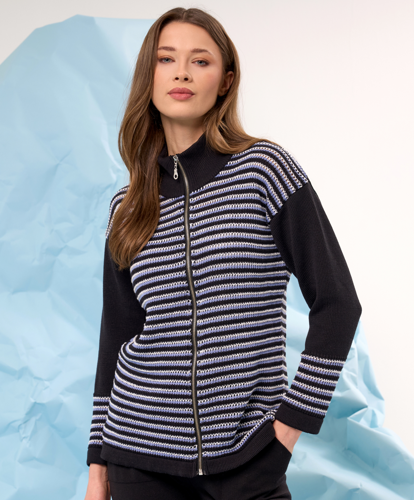 Stripe Zip Up Jacket