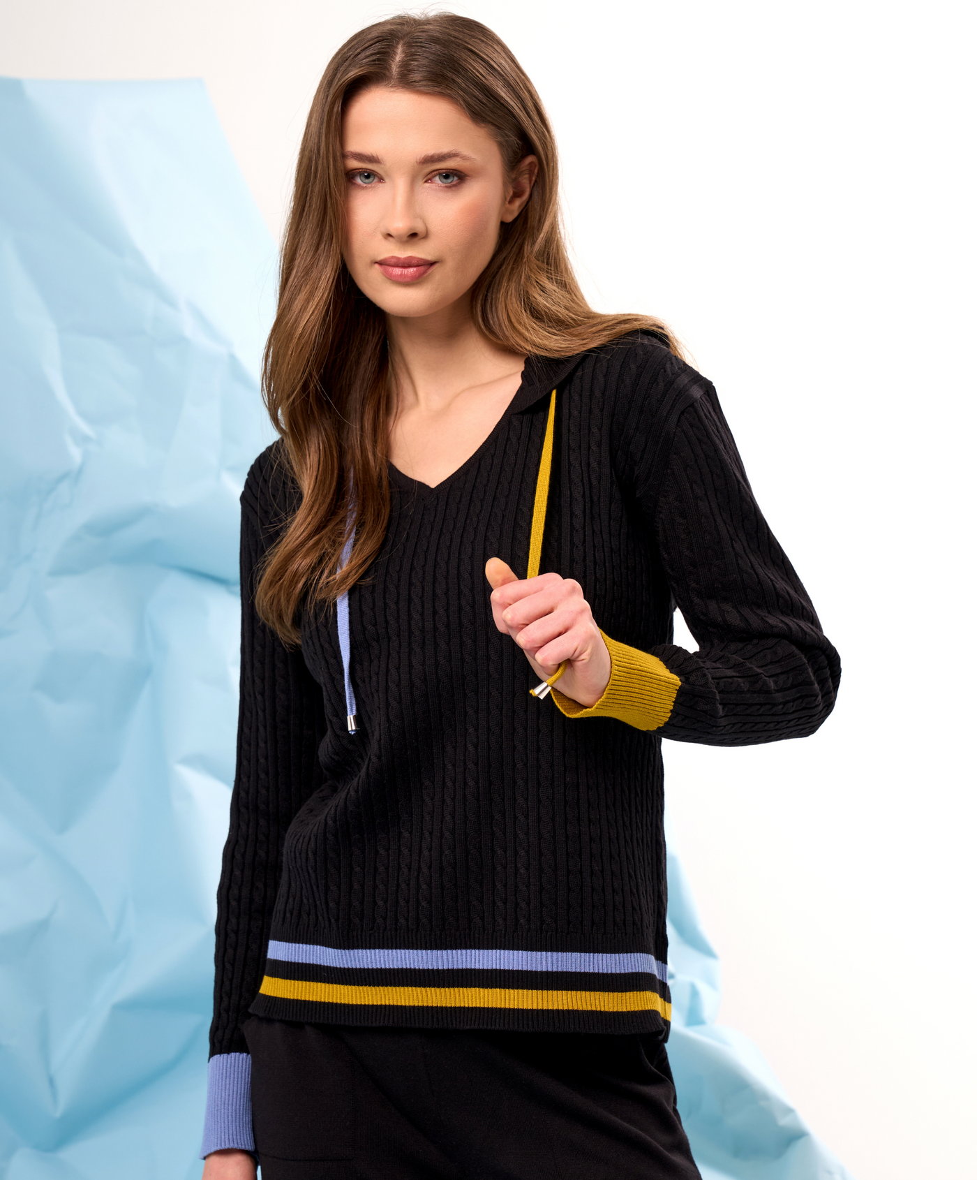 Braided V-Neck Hoodie